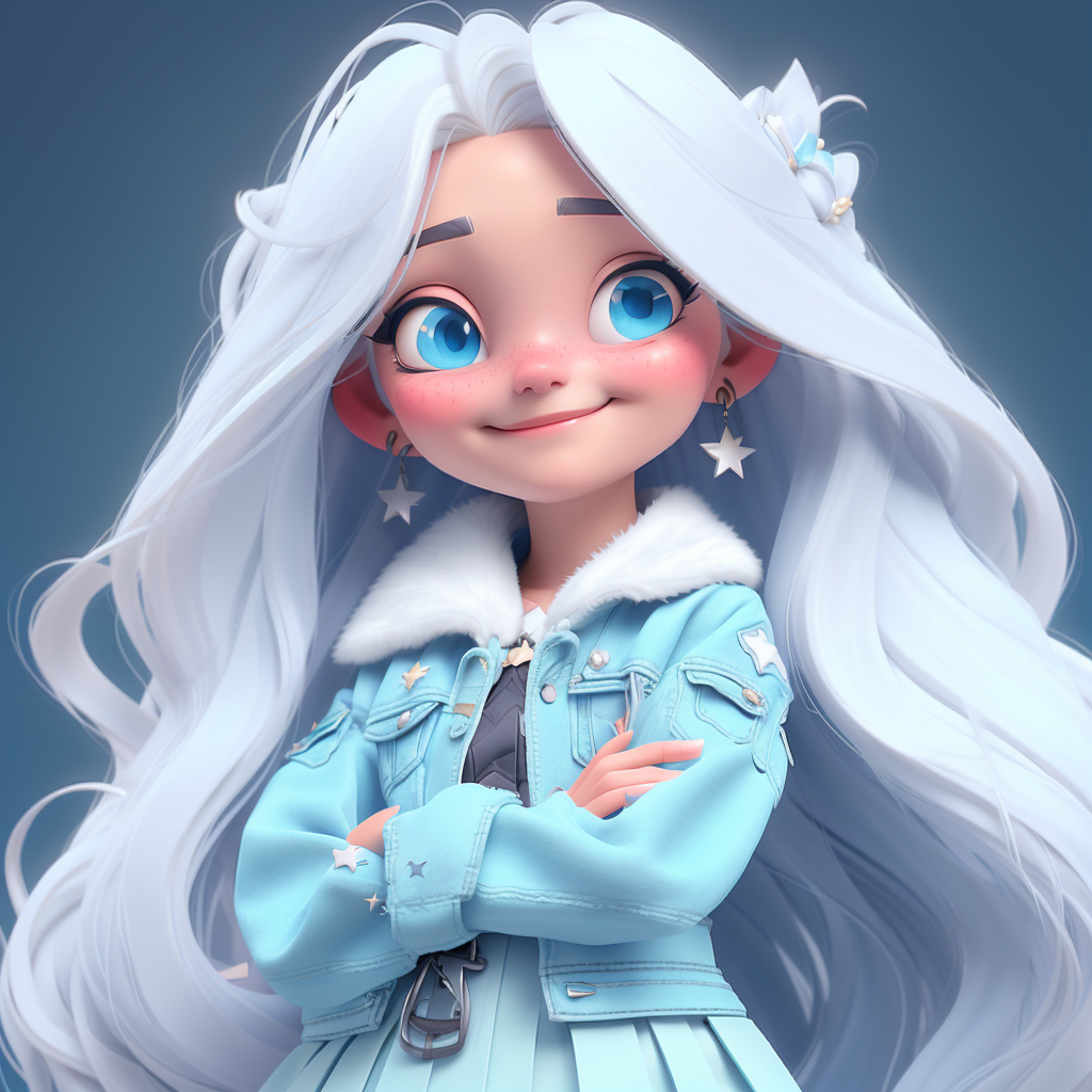 03763-1135762228-1girl, long hair, freckles, blue eyes, earrings, jewelry, solo, skirt, looking at viewer, crossed arms, white hair, smile, very.png